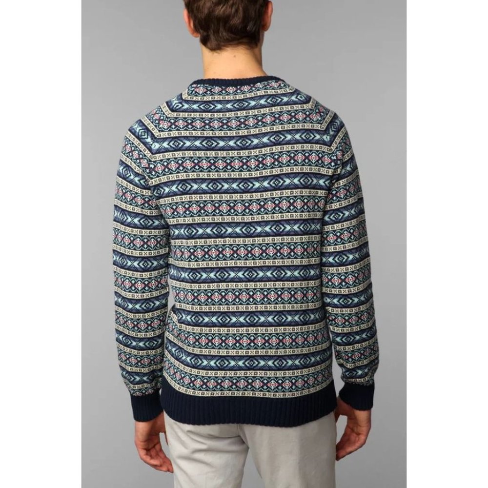 014 Urban Outfitters CPO Spring Fair Isle Striped Pullover Sweater sz M Men's - Picture 2 of 11